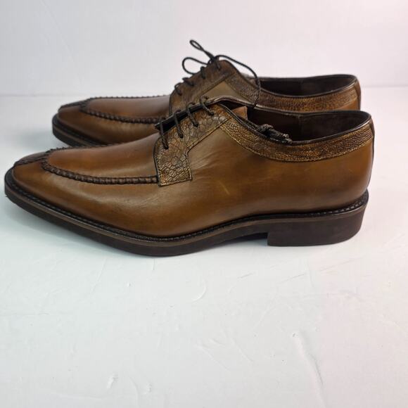 Belvedere Exotic Men\'s Brown Leather Lace Up Moc Toe Oxford Dress Shoes - 8.5 main image 8